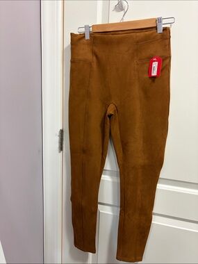 SPANX NWT Faux-Suede Ankle Leggings in Warm Brown